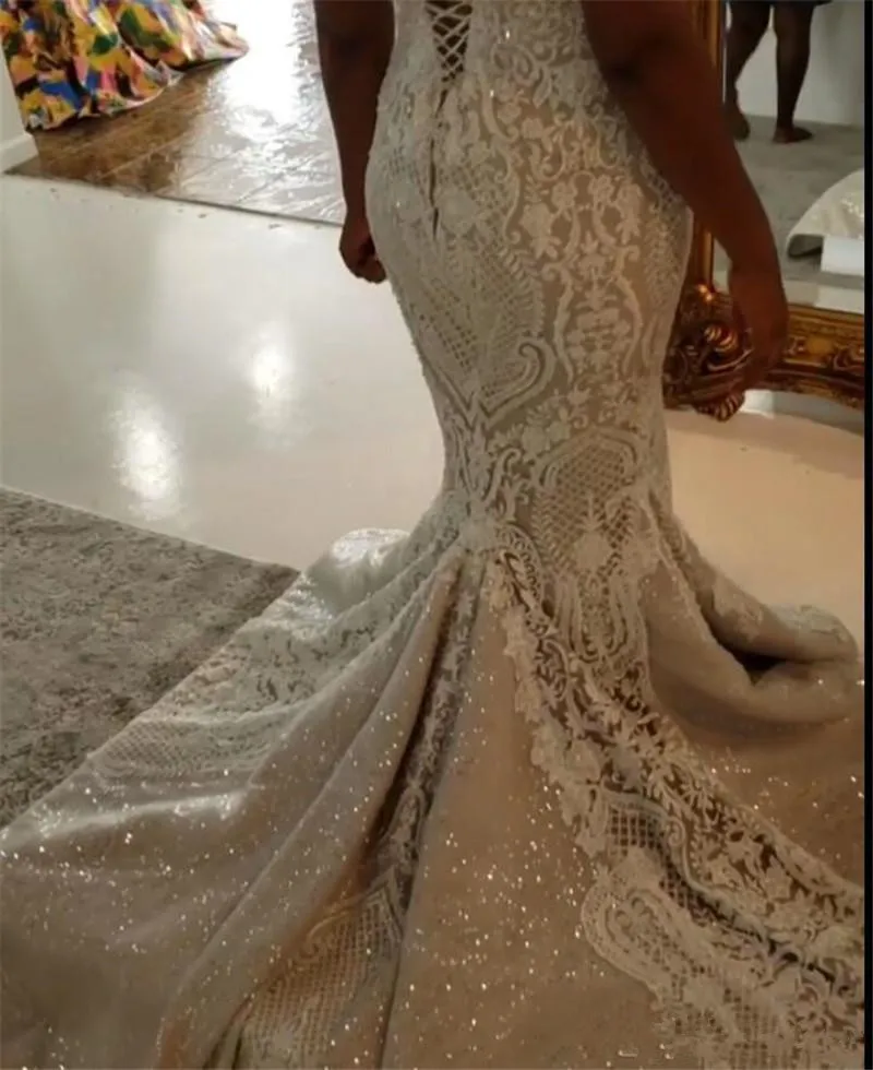 Свадебное платье с открытыми плечами Русалка со съемным шлейфом размера плюс 2020