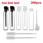 200 шт., пустые стеклянные флаконы для парфюма, 1 мл, 2 мл, 3 мл