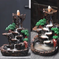 creative mountains river waterfall zen incense burner fountain backflow aroma smoke censer holder office home unique crafts