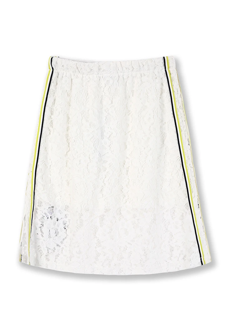 Юбка кружевная до щиколотки с аппликацией и полосками по бокам | Мать ребенок