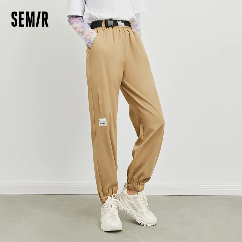 

Брюки SEMIR Женские повседневные с эластичным поясом, Модные свободные штаны для бега с тибетским мясом, лето 2021