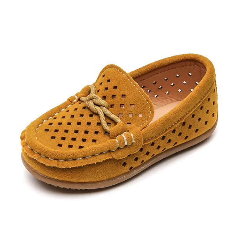 

Size 22-33 Toddler Shoes Children Slip on Moccassins Boys Loafers Soft Breathable Holes Kids Shoes Brown, Yellow, Grey