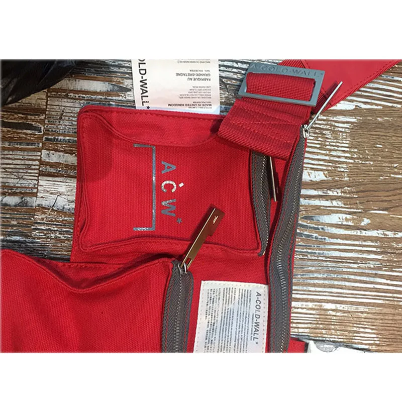 

A-COLD-WALL ACW Bag Black Red Function Multi-pocket Canvas Bag Adjustable Diagonal A-COLD-WALL Cross-body Shoulder Bag