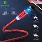 FLOVEME Магнитный Кабель с разъемом usb-c для вращаться Магнитный зарядный кабель 2 м светодиодный телефон Зарядное устройство Тип USB C шнур для Мобильный телефон Micro USB для зарядки