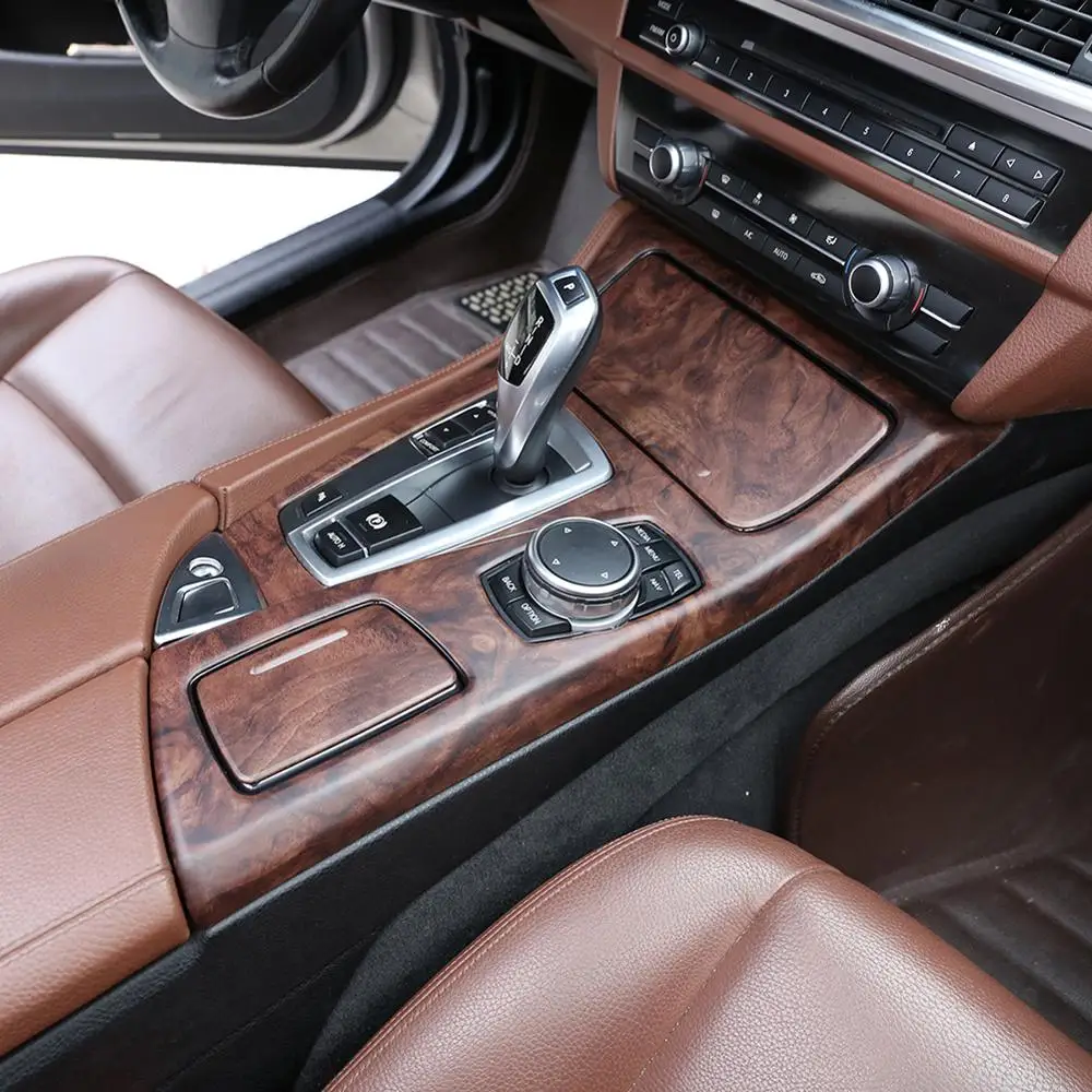 

Центральная консоль из АБС-пластика под розовое дерево для BMW 5 серии F10 2011-2017 LHD, аксессуары для транспортных средств, 3 шт., панельная Накладка для коробки передач