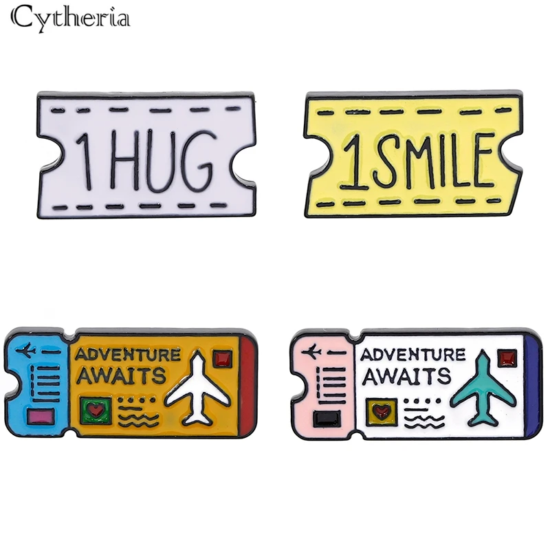 Креативный дизайн авиа билетов 1hug 1smile женские и мужские булавки броши на