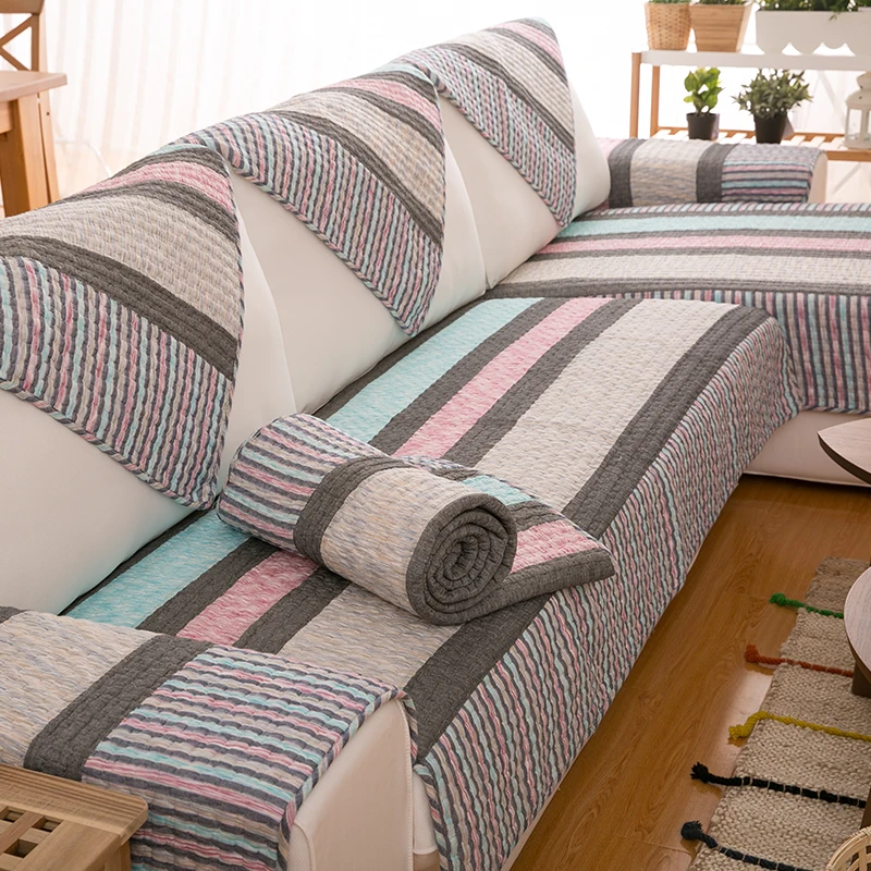 Современный разноцветный чехол для дивана в полоску гостиной угловая подушка