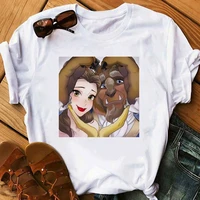 beauty and the beast womens tee shirt dinsey princess and prince aesthetic love graphic t shirt female summer casual clothing