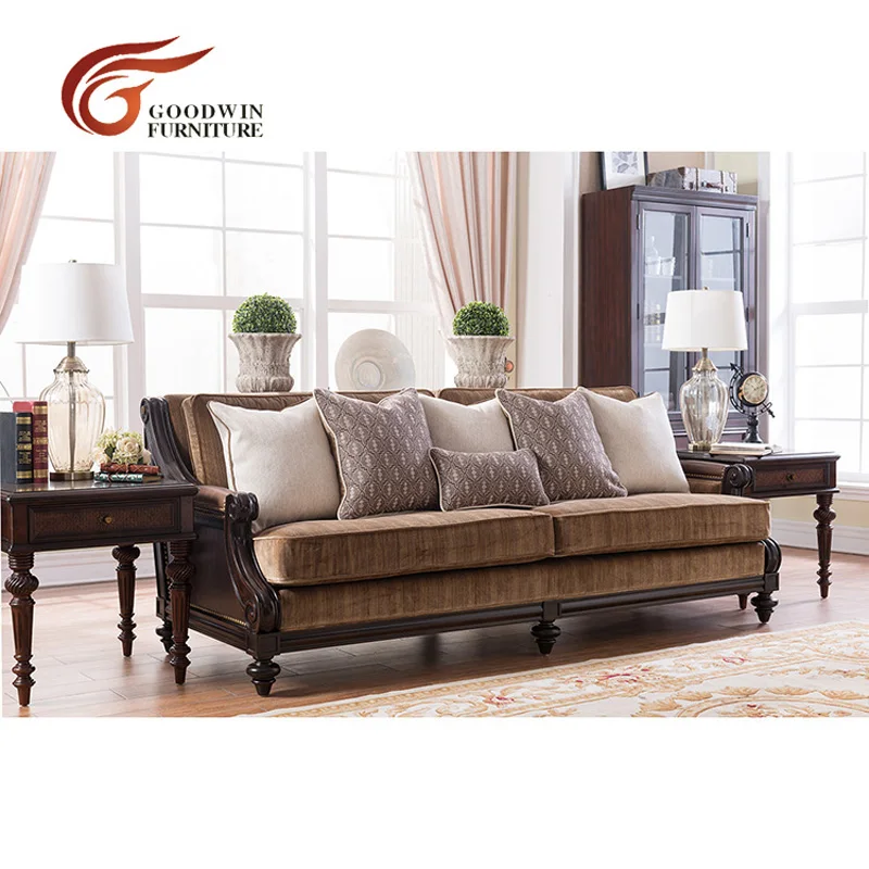 3 Seater Sofa Мебель для гостиной из красного дерева, набор диванов, 7 местный секционный классический диван и книжный шкаф и журнальный столик WA369 - Цвет: 3 Seater Sofa