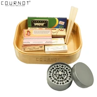 cournot natural bamboo cache storage box suit regular herb metal rolling tray with 2 magnets smoking rolling paper accessoires