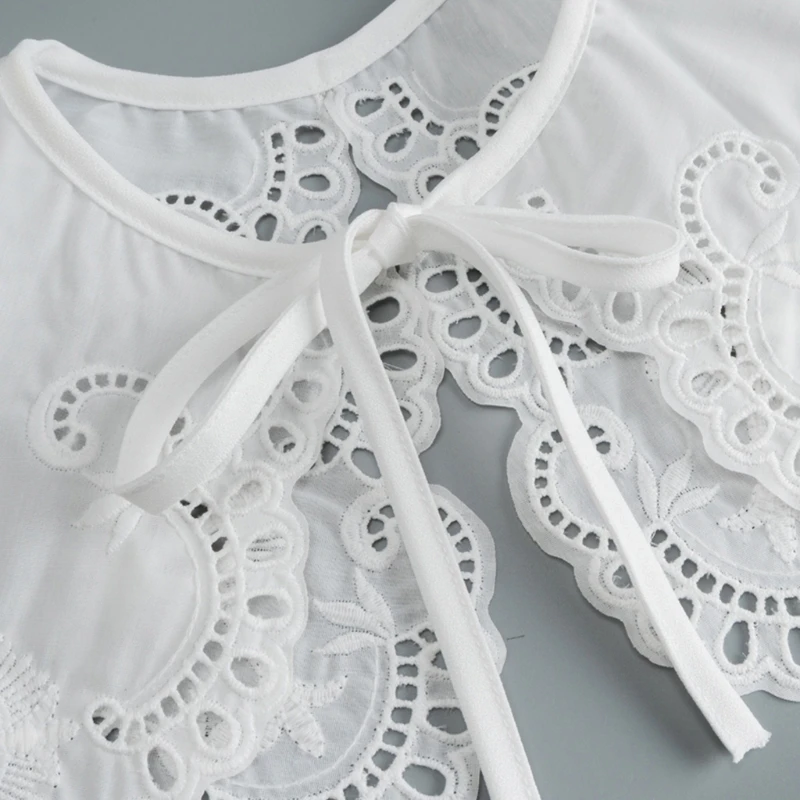 

2021 New White Detachable Doll Fake Collar Shawl Wrap Hollow Embroidery Necklace Shawl
