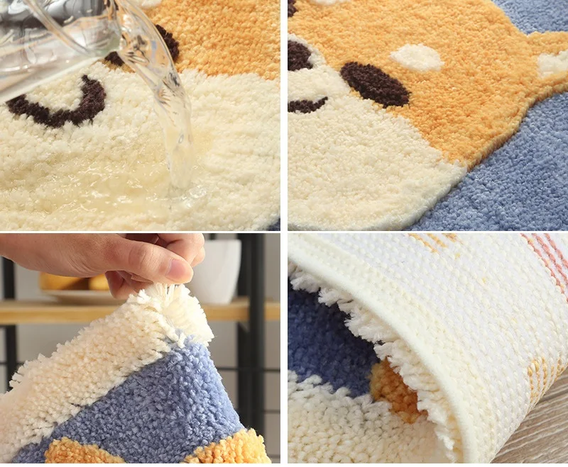 Флокированный водопоглощающий коврик для ванной комнаты лохматый с эффектом