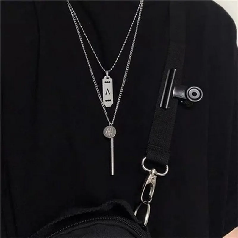 Титановая сталь kpop ювелирное лезвие цилиндр кулон двойное ожерелье женский