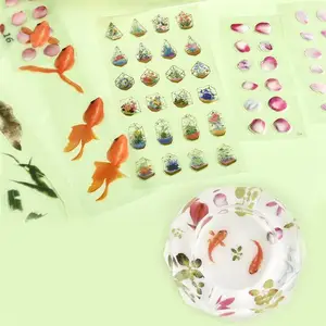 Золотая Рыба, олень, УФ-смола, наклейка s Fill, декоративная наклейка для самостоятельной эпоксидной смолы, УФ-ювелирные изделия, микро пейзаж, наклейка для скрапбукинга