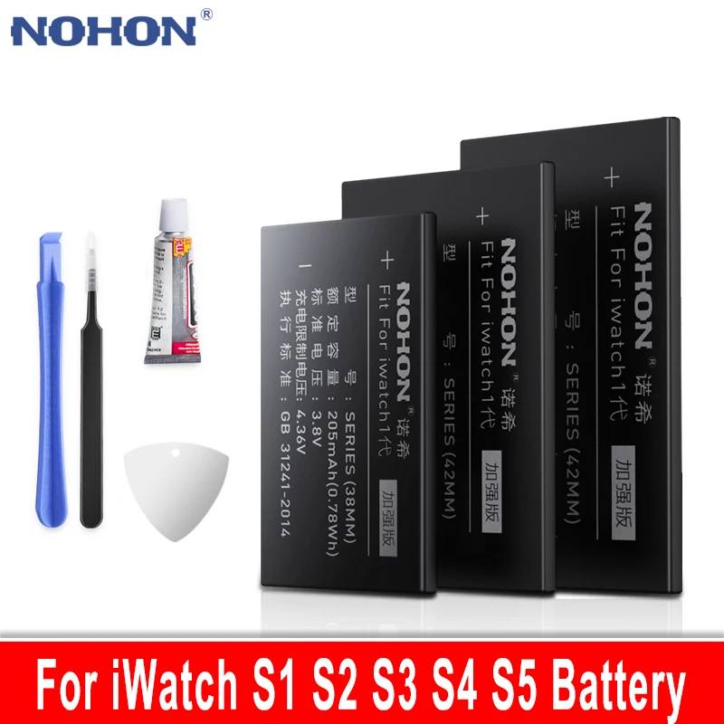 NOHON A1578 A1579 A1760 A1848 A1847 A2058 Батарея для наручных часов Apple Watch серии на возраст 1, 2, 3, 4, 5, 38 мм 44 S1 S2 S3 S4 S5 Bateria бесплатная инструменты - изображение