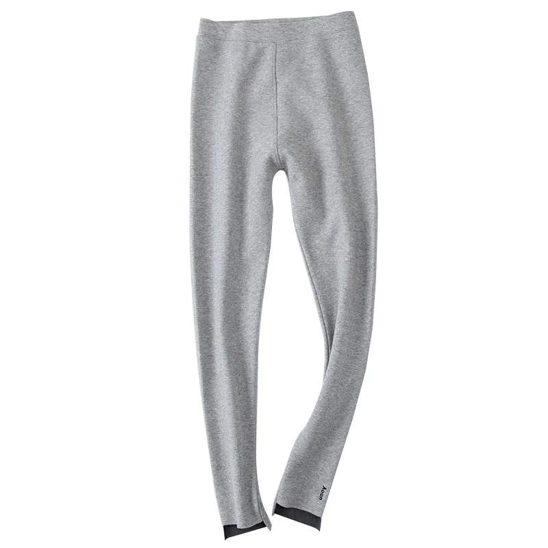 Autumn and Winter Thin Plus Velvet Comfortable Warmth Legging Irregular Fine Thread Cotton Thickened Nine-point Pants Women