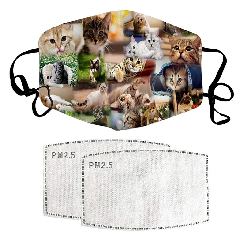 Мужская женская мужская маска для рта маски с принтом животных кошек