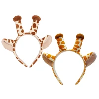 plush giraffe ears and horns headband female funny animal cosplay hair hoop halloween festival theme party headwear
