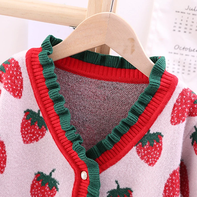 Зимний свитер для маленьких девочек Повседневный Детский кардиган с принтом