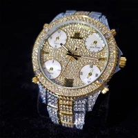 hip hop missfox top brand luxury quartz male wristwatches bling iced out steel strap business man watch for men charm jewelry