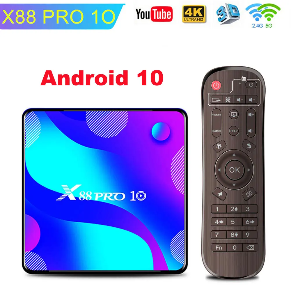 ТВ Приставка Smart TV на Android 10 4 Гб ОЗУ 64 128 ПЗУ RK3318 BT4.0 приставка 2 4G & 5 8G Wi Fi ресивер Youtube