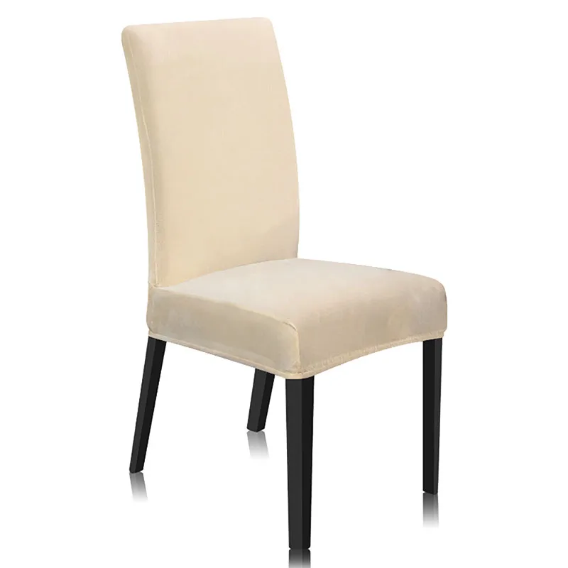 

Plush solid color chair cover kitchen living room chair cover for wedding family gathering elastic chair cover 1/2/4/6 pcs