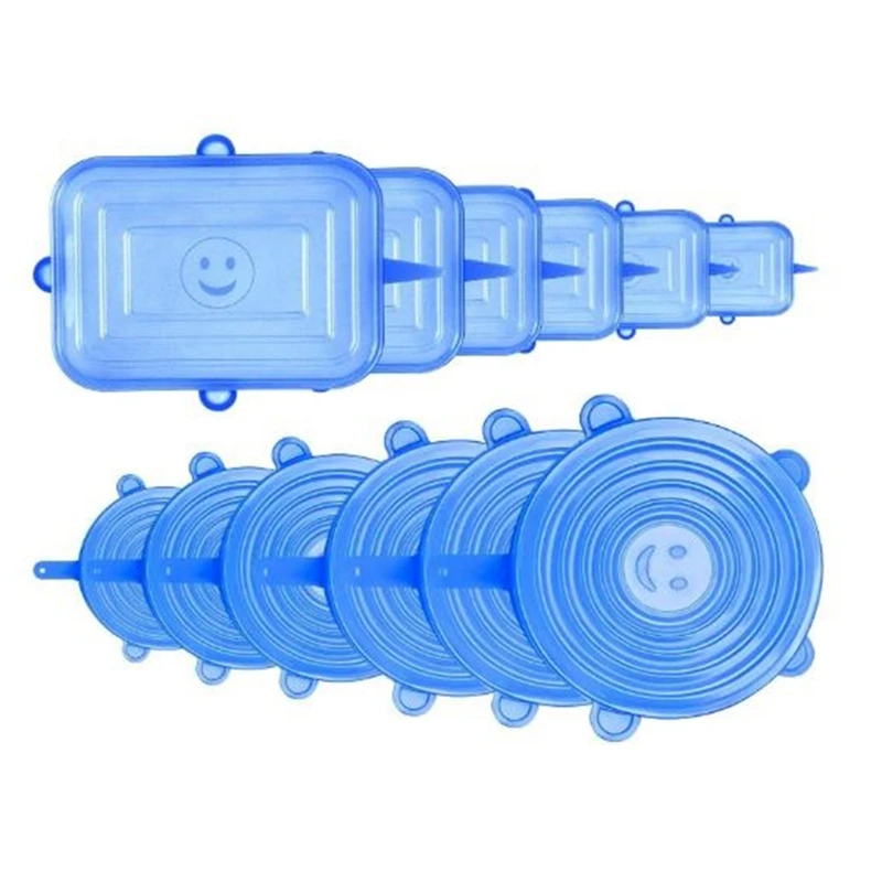 12 шт многоразовые прочные и растяжимые силиконовые эластичные крышки для