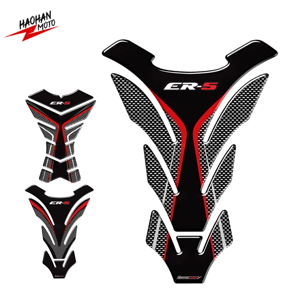 

For Kawasaki ER5 ER-5 ER 5 Tankpad 3D Carbon-look Motorcycle Tank Pad Protector Decal