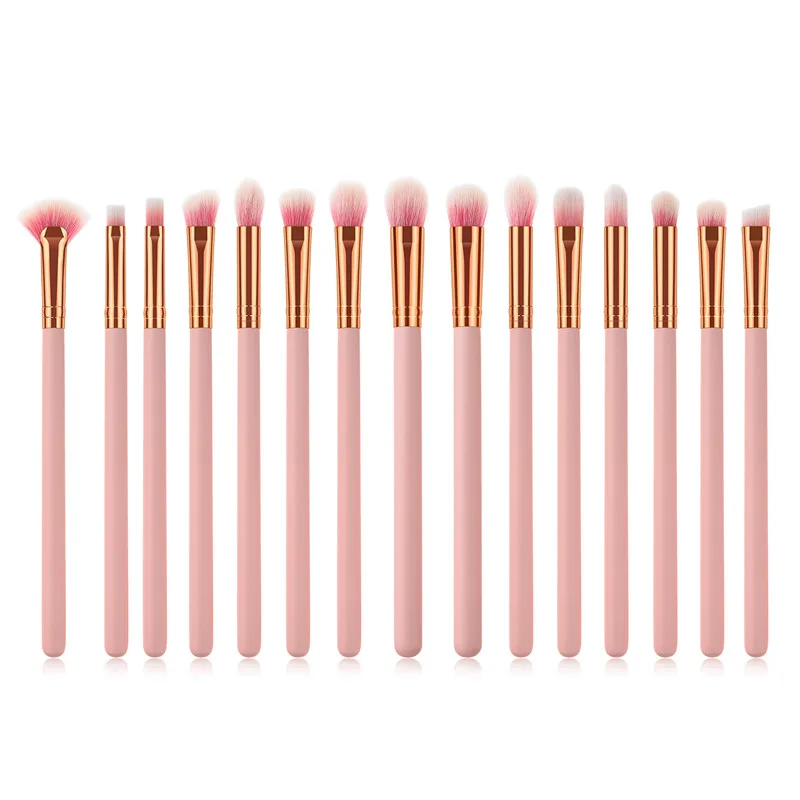 15pcs/set Makeup Brushes Set Pink Handle Blending Blush Eye Shadow EyeBrow Lip Face Make Up kabuki Brush Kit