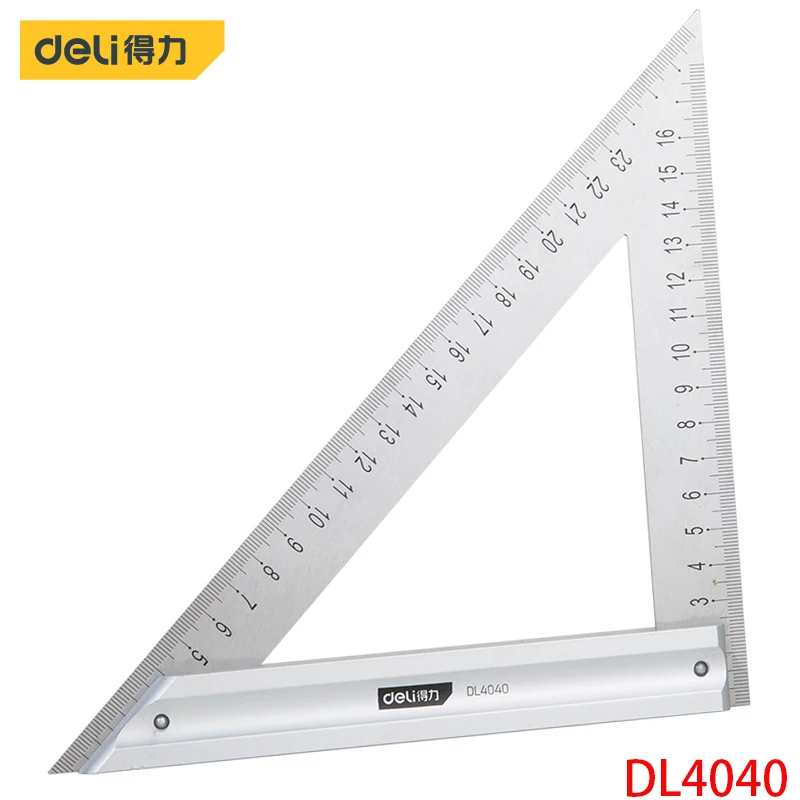 

Deli DL4040 Set Square Specification: 200 mm Stainless Steel Tape + Aluminum Alloy Base Measuring Tool Electrician Hand Tool