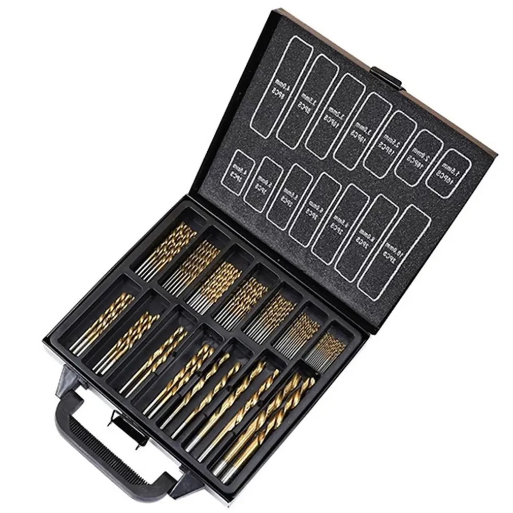 

NEW 99Pcs Titanium Coated Twist Drill Bit High Steel for Woodworking Metal Plastic And Aluminum HSS Drill Bit Set w Case