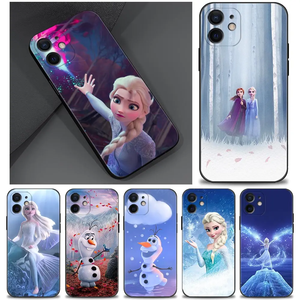 

Queen Elsa Princess Girl Silicone Case Coque for Apple iPhone 11 12 13 Pro Max 5G 11 Pro 12 Mini Cover Bags Housing