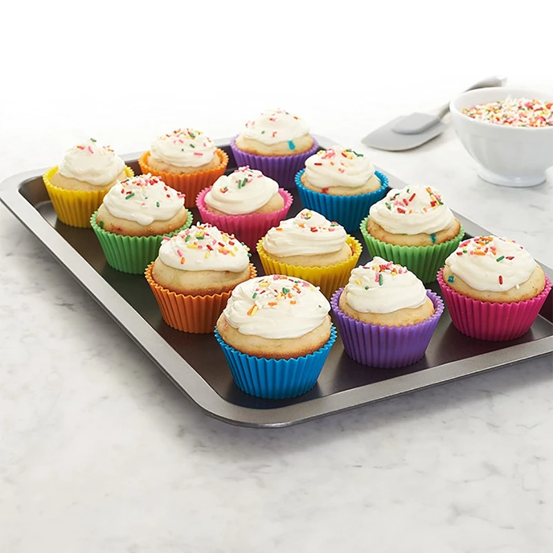 

1pc Cake Mold Round Muffin Mold Fashion Reusable Universal Mini Silicone Cake Mold Cupcake Mold Bakeware Multiple Colors