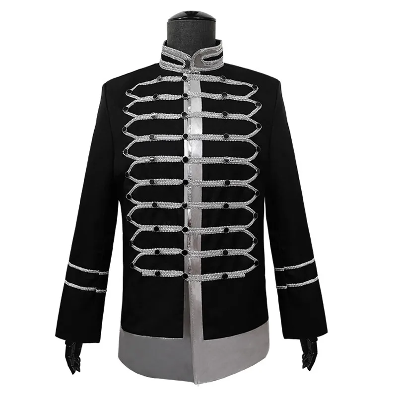 Костюм для косплея в средневековом стиле куртка с пуговицами стимпанк чёрного и