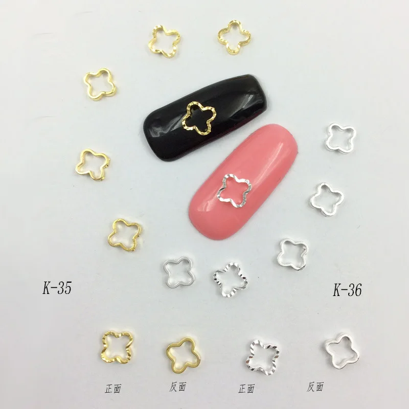 

DIY Metal Hollow Circle Water Drop Cat Head Plum Heart Diamond Moon Round Japanese And Korean Nail Art Accessories