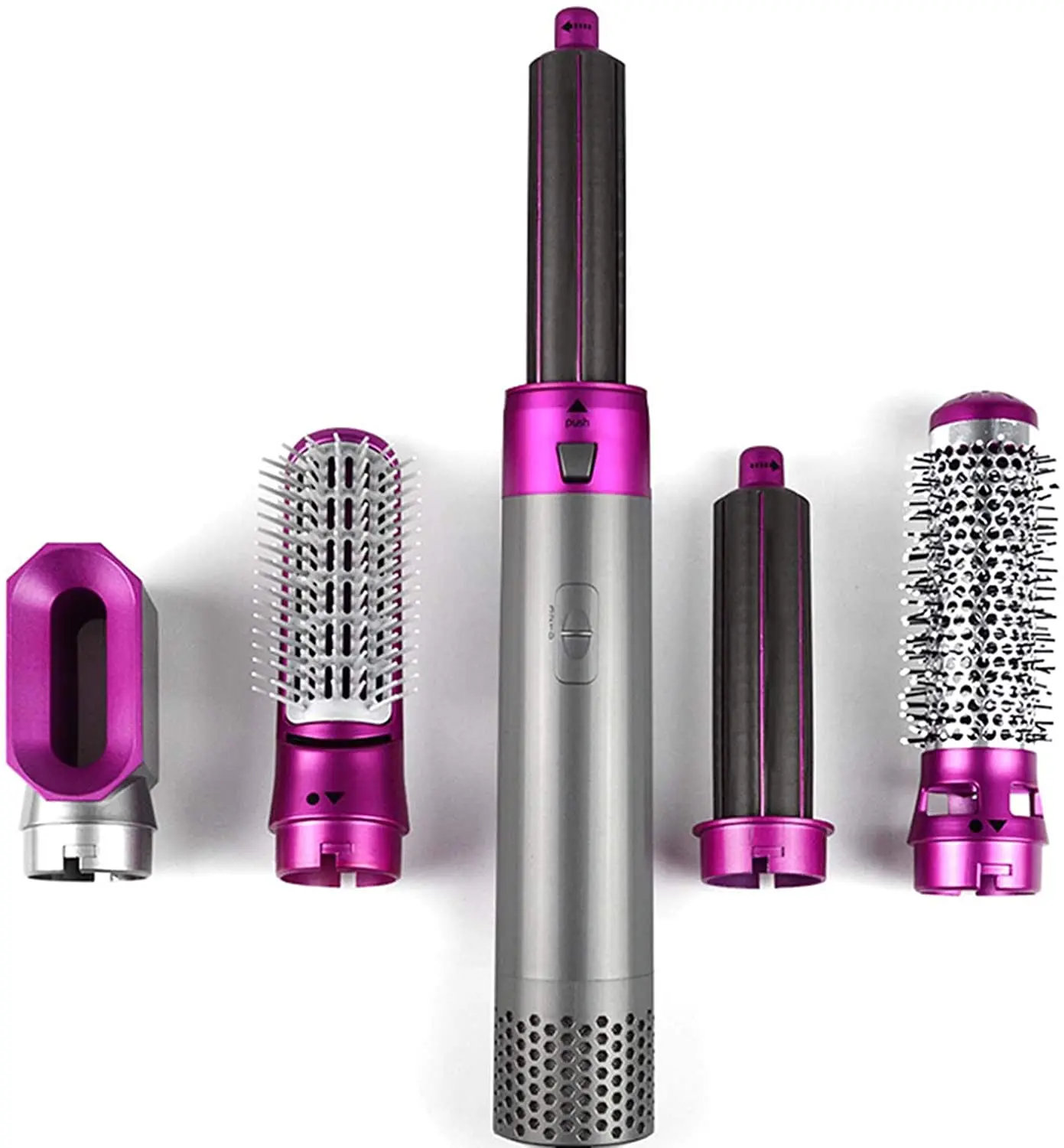 

Hair Dryer Brush, Hair Styler 5 in 1 Set, Rotating Curling Wand Detachable Brush & Interchangeable Brush Head Hair Dryer in One