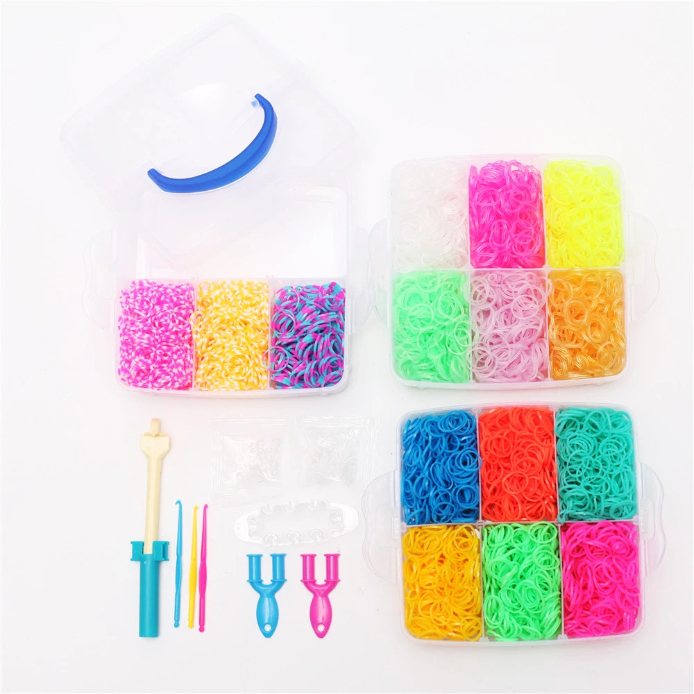 

5200pcs 15 Colors DIY Rubber Band Bracelet Gift Box Three-layer Weaving Machines Knitting Toys Crafts For Kids wholesale