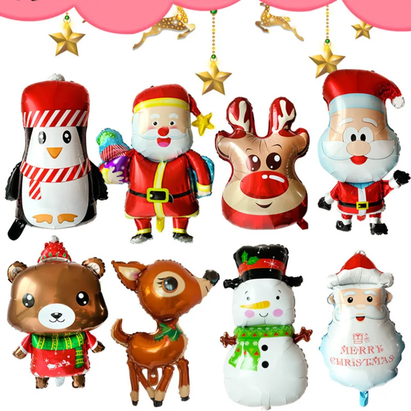 

Cute Santa Clause Snowman Elk Balloons Kids Children New Year Happy Gift Home Bedroom Christmas Birthday Party Decoration