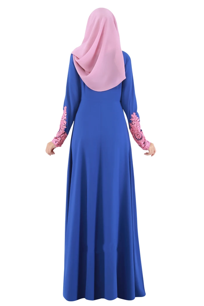 

2020NEW Arabic Embroidery Abaya Dubai Malaysia Dress Turkey Muslim Kaftan Islamic Cloth For Women Musulmane Ramadan Robe Navy