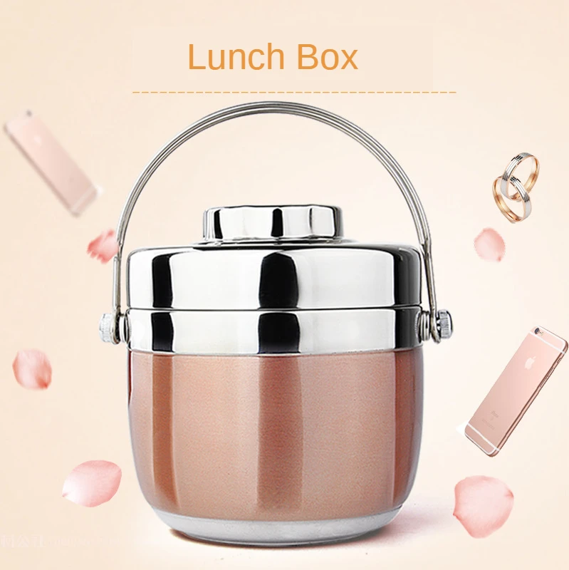 

Insulated Lunch Box Stainless Steel Travel Picnic School Office 2-layer Food Container Case Adults Kids Portable Red Bento Box