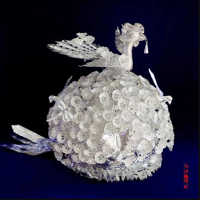 

Miao праздничный головной убор Hmongb hat Chinese Hmong Stage performance bird шляпы для косплея