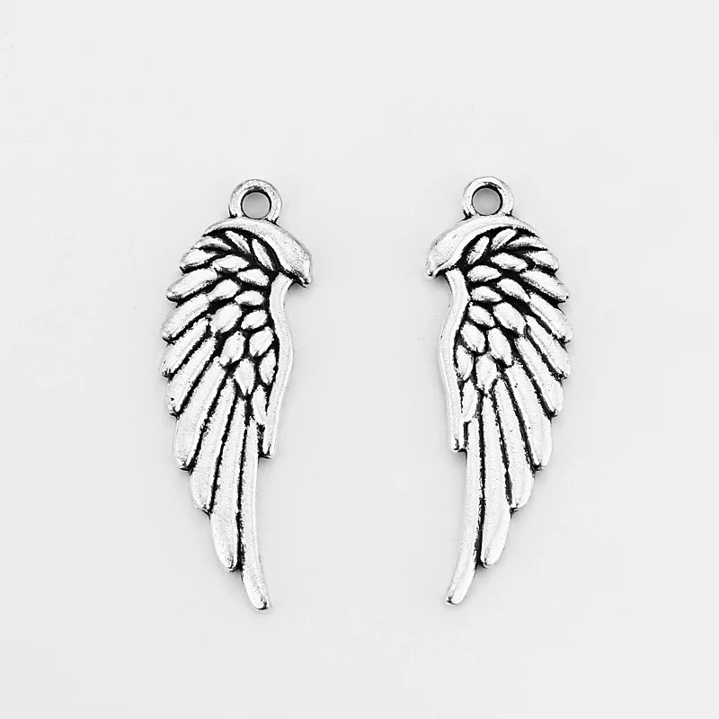 Подвеска Крыло ангела с античными золотистыми/серебристыми перьями подвески для