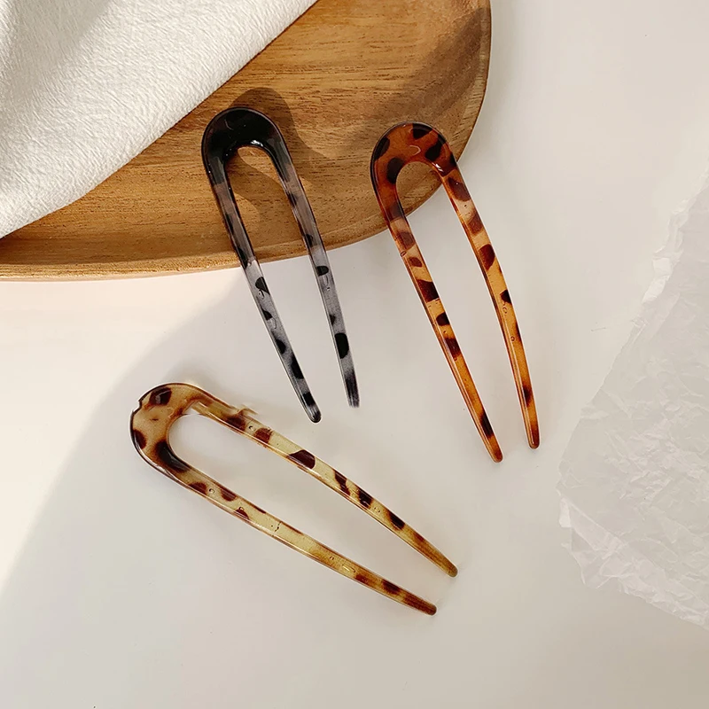 

Fashion Hair Sticks Women Hairpin Simplicity Elegant U-shaped Leopard Print Hair Sticks Girls Hair Clips Hair Accessories