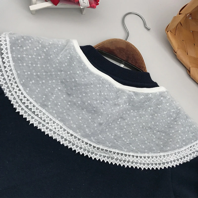 

Net Yarn Lace Trim Triangle False Shirt Collar Shawl Sweet Fashionable Detachable Fake Collar Women Girls Necklace