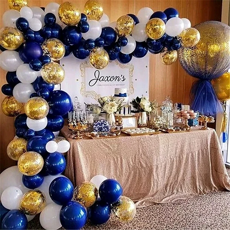 101pcs/set luminous navy blue white latex balloon gold confetti balloon arch wedding birthday party decoration balloon garlan