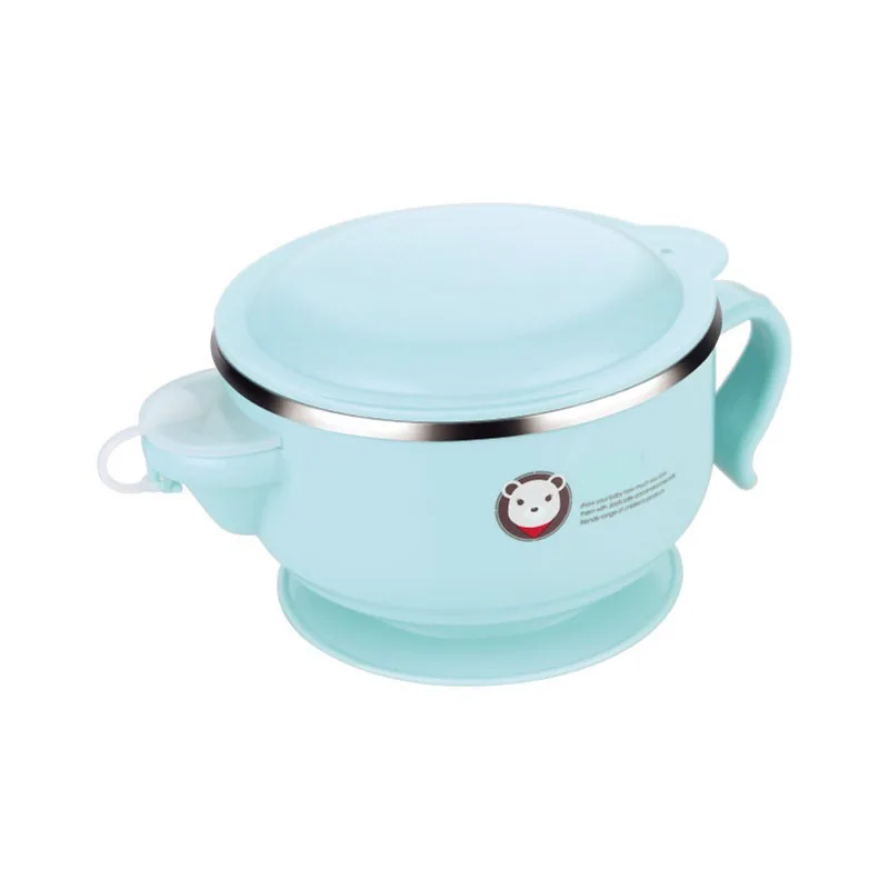 

Baby Bowl Tableware Learning Cartoon Animal with Cover Baby Stainless Steel Suction Cup Insulation Bowl Complementary Food