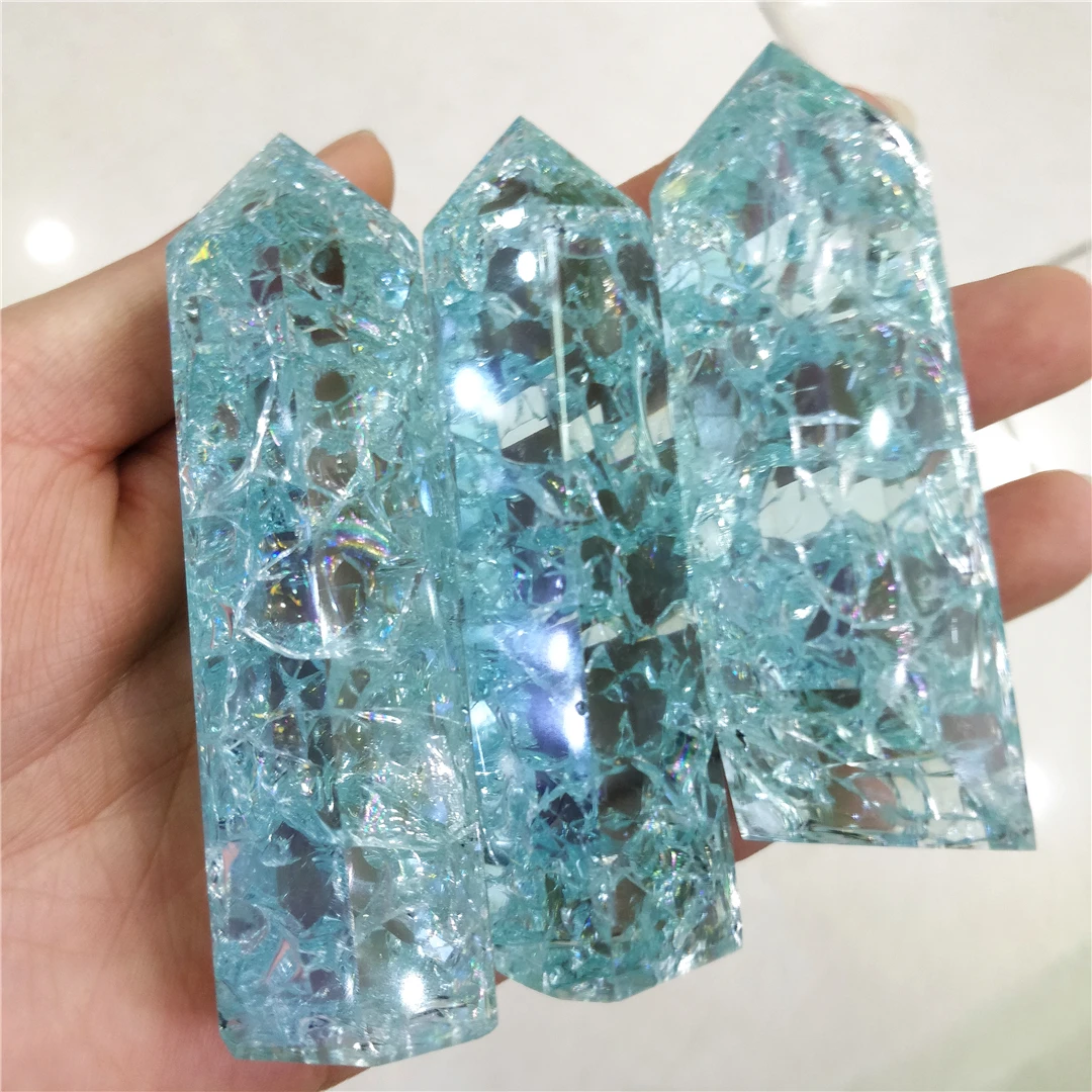 

Clear Glass Exploded Popcorn Crystal Points Rainbow Quartz Obelisk Ornaments Minerals Decorative Stones Aesthetics Room Design