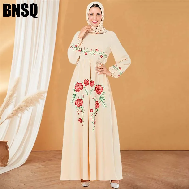 BNSQ мусульманское женское платье хиджаб с длинным рукавом макси abaya jalabiya брикет