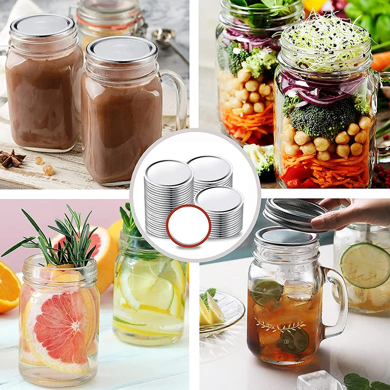 

80/100 Pcs Regular Mouth Canning Lids 70/86MM Mason Jar Canning Lids Reusable Split-type Lids Leak Proof Accessory PAK5