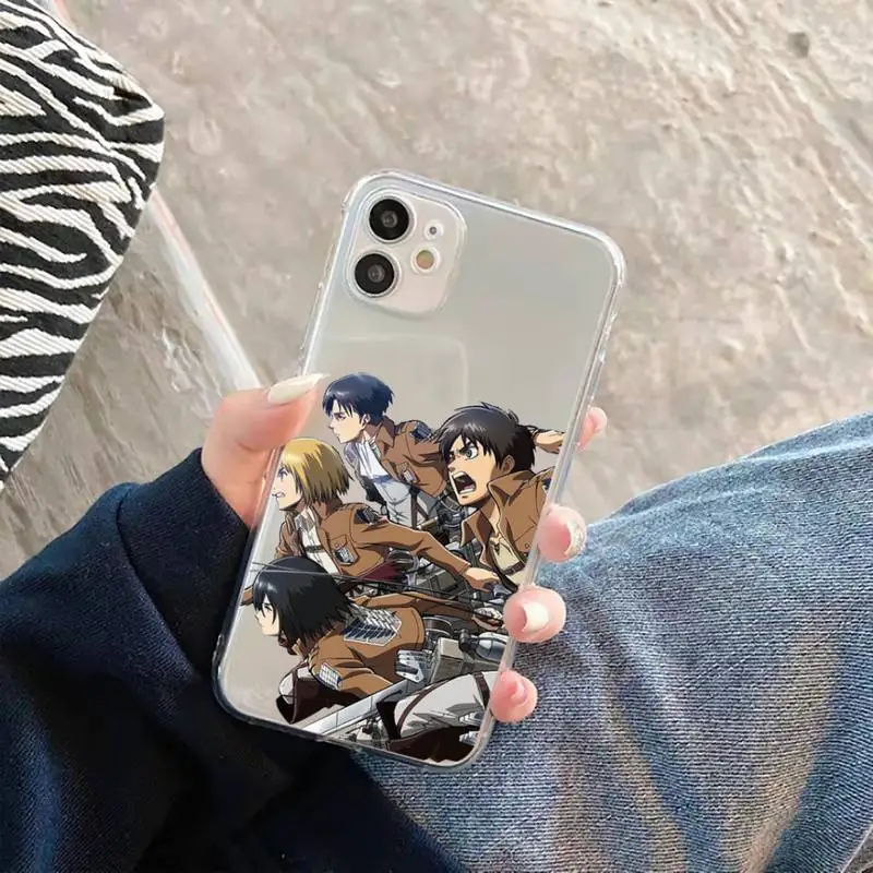 

Attack On Titan Anime Phone Cases Transparent soft For iphone 5 5s 5c se 6 6s 7 8 11 12 plus mini x xs xr pro max
